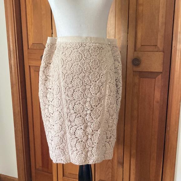 Ann Taylor Dresses & Skirts - Ann Taylor Grey/Cream Lace Pencil Skirt, Size 6